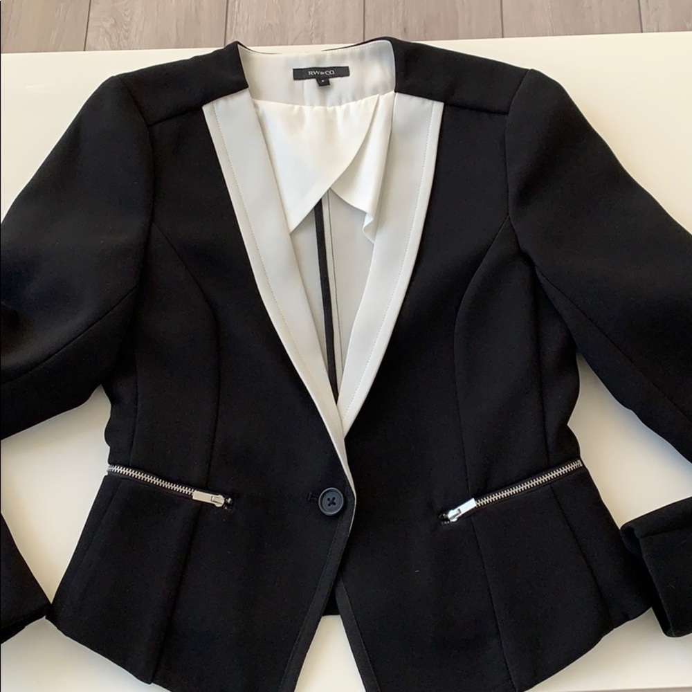 RW&CO. Black Blazer with White Accents